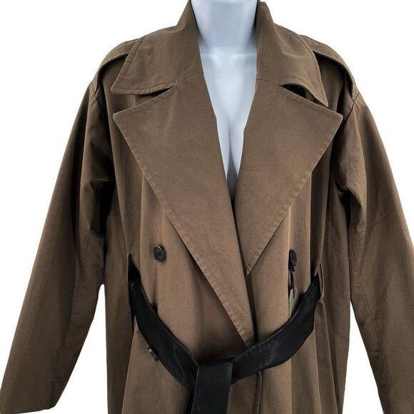 AllSaints All Saints Marlo Mac Trench Coat Belted Long Jacket Button Solid - Picture 5 of 11